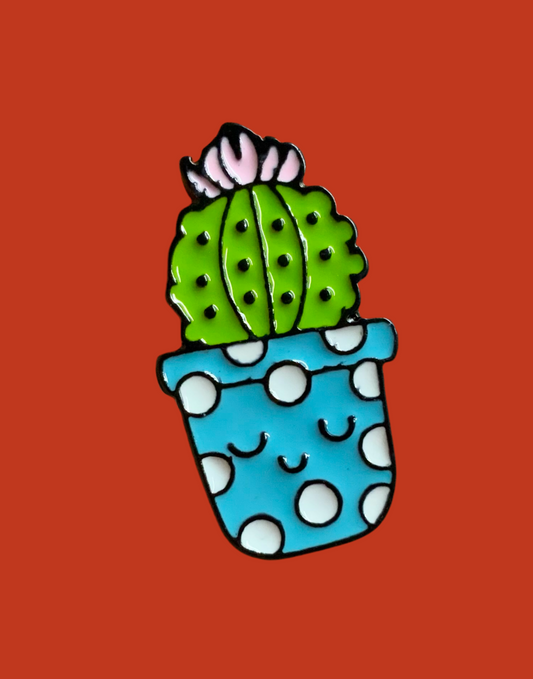 Sleepy blooming cacti pin