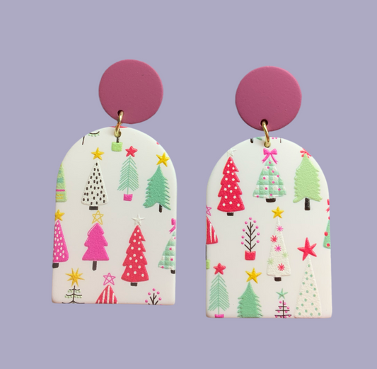 Festive tree earrings