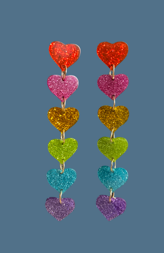 Rainbow love earrings