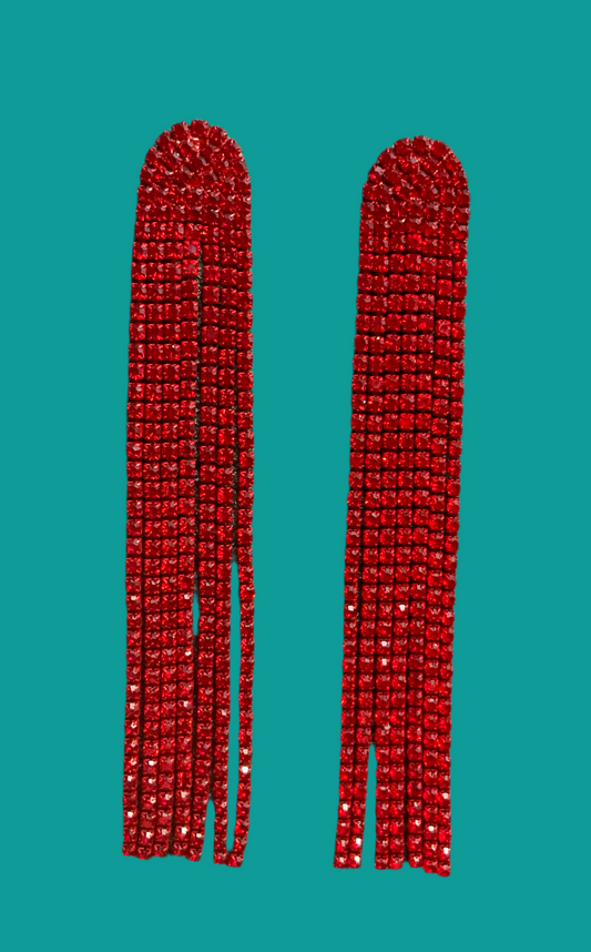 Red tassel earrings