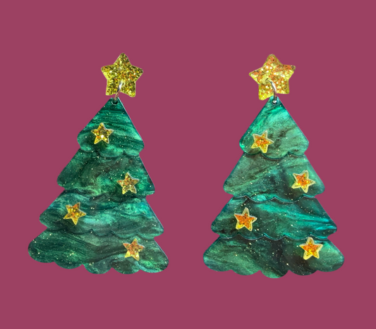 Glitter tree earrings