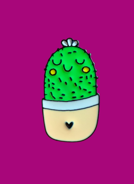 Happy heart cacti pin